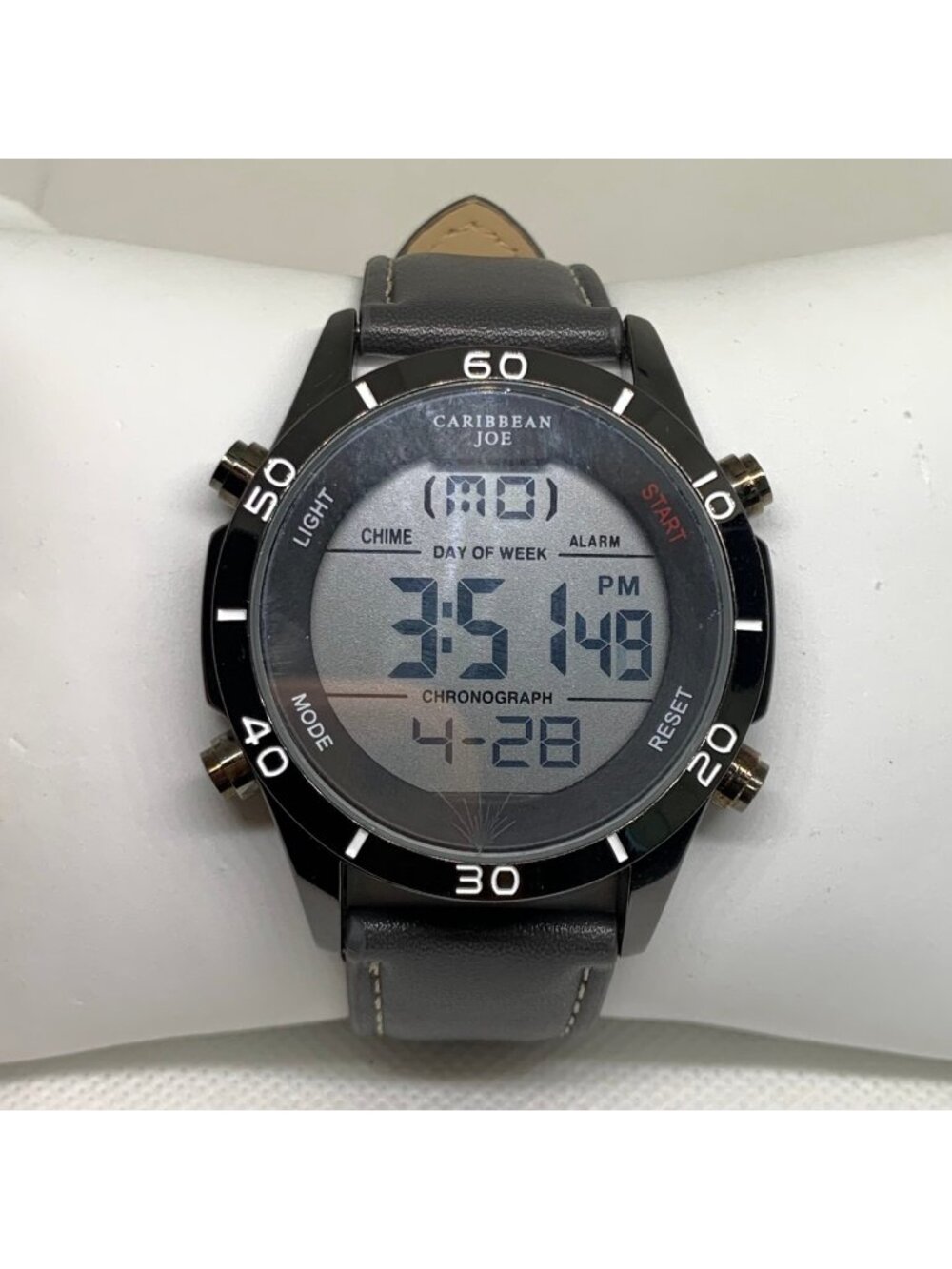 Caribbean Joe men’s digital watch 46mm multifunction black gray leather running